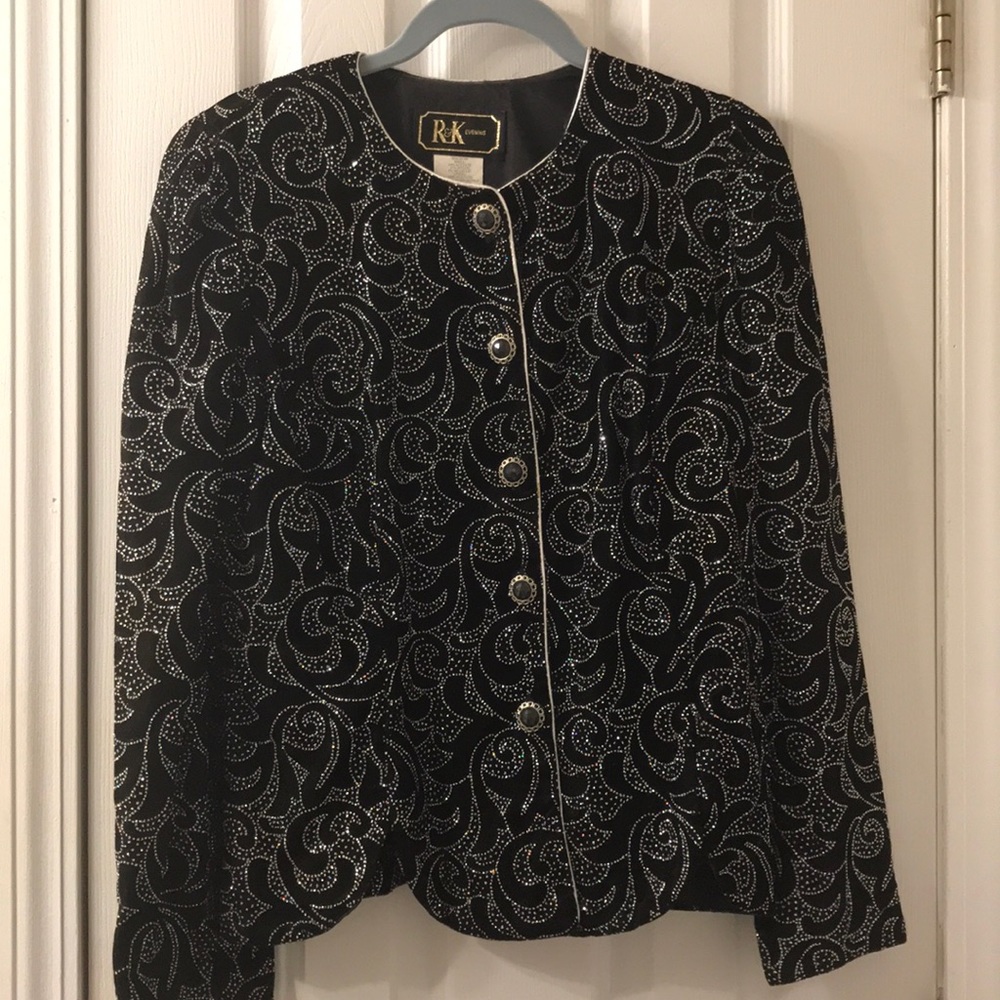 Black with silver shiny stitching Evening Ware Top